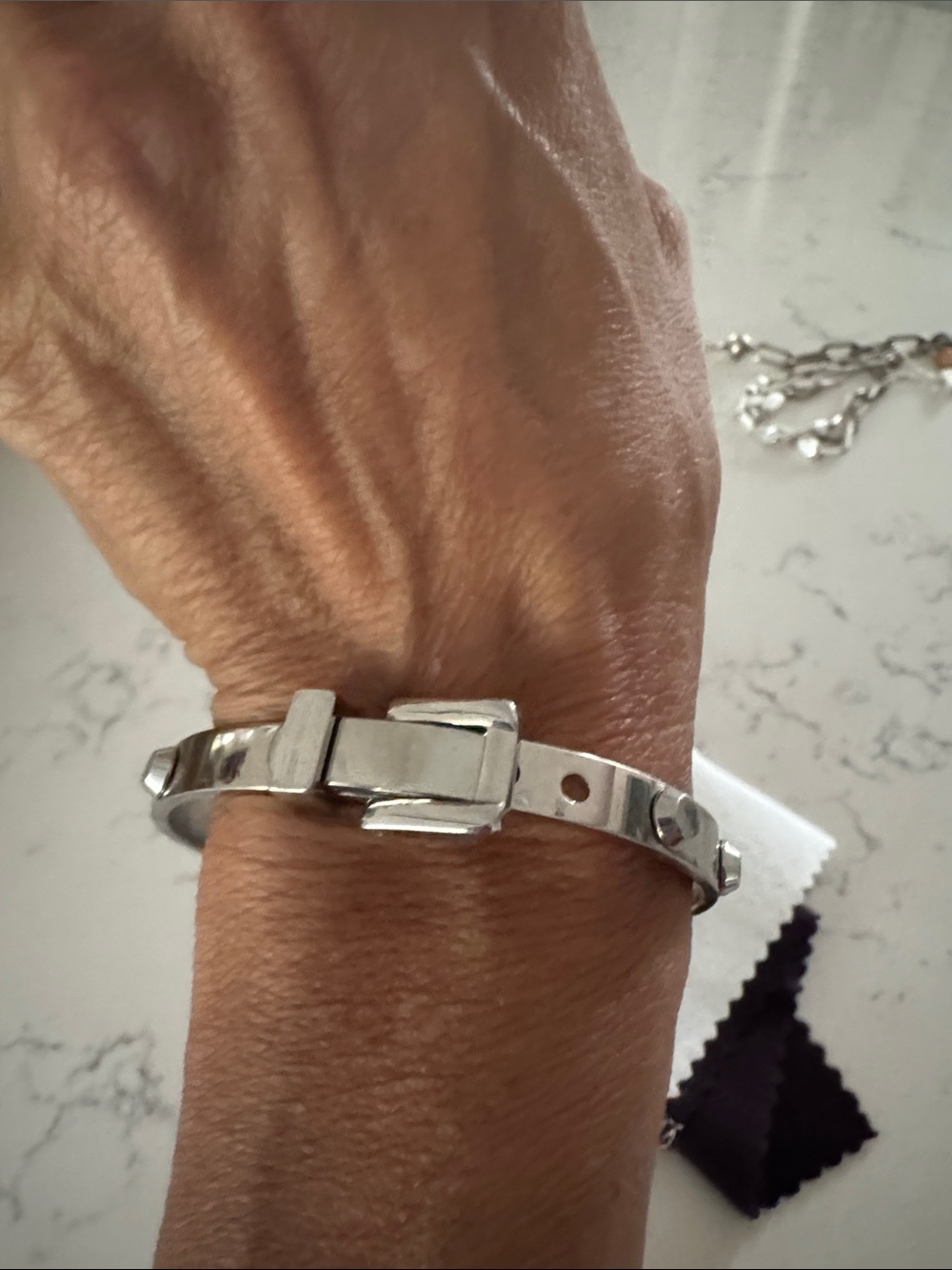 Michael Kors Silver-Tone Women’s Buckle Bracelet - Stylish Metal Link